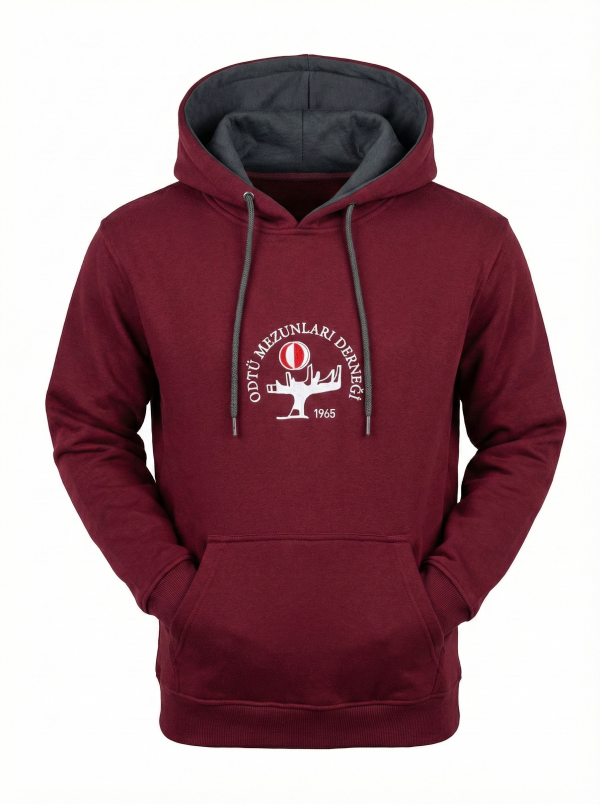 Bordo Kapşonlu Sweatshirt