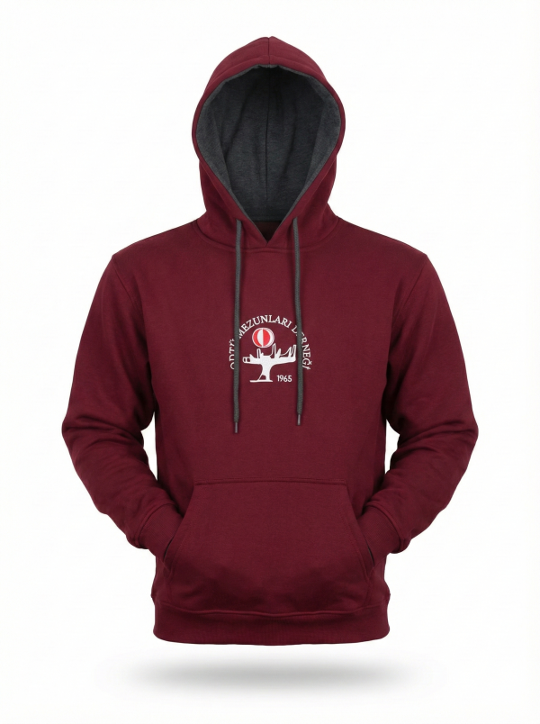 Bordo Kapşonlu Sweatshirt
