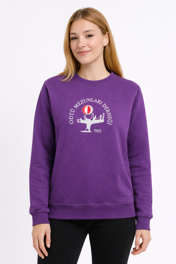 Mor Sıfır Yaka Sweatshirt